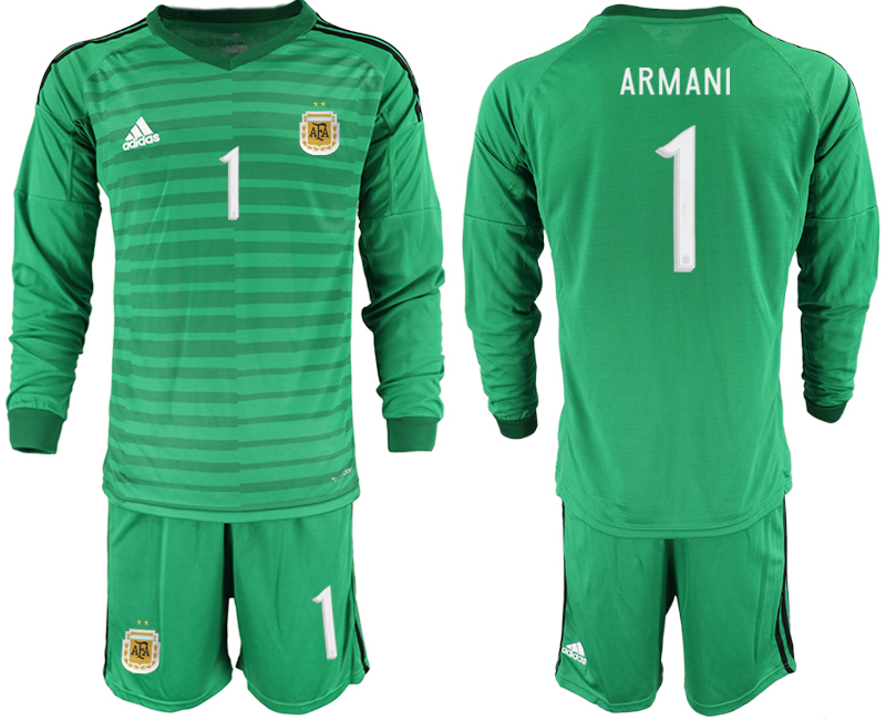 Men 2020-2021 Season National team Argentina goalkeeper Long sleeve green #1 Soccer Jersey2